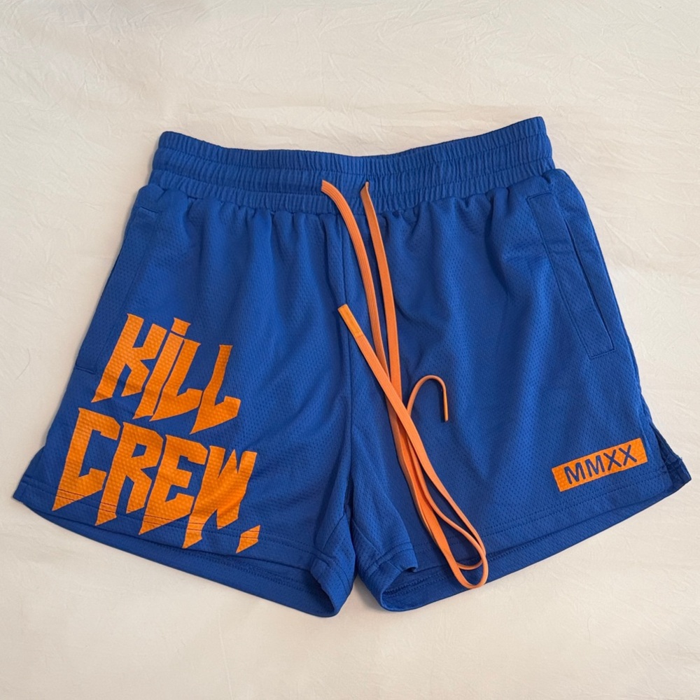 Kill Crew Athletic Shorts in Blue with Orange Accents